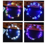 Cerioll 4 Pcs LED Flower Headband,Light up Flower Crown,Light Up Flower Crown Headband,for Wedding Reception Birthday Christmas Mardi Gras Cosplay Princess Party Favors