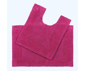 (Cerise pink) Homescapes Luxury Reversible Cotton Bath Mat Set