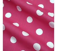 Cerise Pink Polycotton Fabric with Large 25mm White Spot (Per Metre)