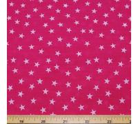 CERISE PINK WHITE SMALL STAR POLYCOTTON POPLIN FABRIC **FREE UK POST** 2mm SPOTS JAPANESE QKT 4000 POLY COTTON MATERIAL BRIGHT PINK WHITE COLOUR COLOR DRESSMAKING SHIRTS CLOTHES CRAFTS HOT PINK WITH WHITE MINI STARS