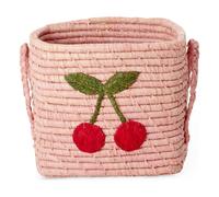 Cerise raffia storage basket Pink S