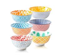 Cerkik Ceramic Dessert Bowls Set - 350 ml Small Cereal Bowls 12 oz Ice Cream Bowl for Fruit, Snack, Side Dishes, Dipping Sauce - Microwave Dishwasher Safe - Set of 6 - Assorted Colors