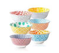 Cerkik Ceramic Soup Bowls Set - 709 ml Deep Cereal Bowl - 24 oz Large Kitchen Dinner Bowl Eating Pasta Salad Dessert Noodle Rice Oatmeal - Microwave Dishwasher Safe - Set of 6 - Assorted Colors