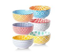 Cerkik Ceramic Soup Bowls Set - 709 ml Deep Cereal Bowl for Kitchen - 24 oz Porcelain Salad Bowl for Pasta, Dessert, Ramen - Microwave Dishwasher Safe - Set of 6 - Assorted Colors