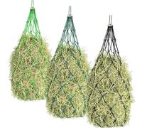 Cerkkapo Hay Net for Horses, Pack of 3 Hay Nets, Hay Net for Horses 36 inches, Hay Net Tight Mesh (5 cm) with Rings and Carabiner Hooks, Hay Bag, Hay Bag for Horses, Ponies, Old Horses, Goats, Animals