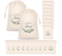 Cerkkapo Pack of 20 Thank You Gift Bags, 15 x 10 cm Cotton Bags, Gift Bags for Guest Gifts, Wedding Favours, Fabric Bags with Drawstring for Wedding, Party, Christening, Birthday