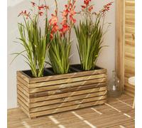 Cerland Horizon Garden Slatted Wooden Planter 90cm x 40cm 40L Modern Trough