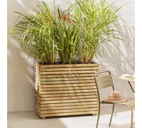 CERLAND Horizon Rectangular Wooden Planter 39cm x 90cm 40L Slatted Design 3 Tubs