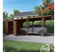 Cerland Leon Wooden Carport With Storage Shed 6.5 X 3M With Galvanised Concrete-In Feet