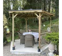 Cerland Lora Wooden Gazebo 3.2m Diameter Timber Garden Pavilion with Trellis