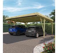 Cerland Victor Designer Double Wooden Carport 6 X 5M With Galvanised Concrete-In Feet