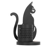 Cerlyiont Black Metal Cat Pen Holder - Stylish Desk Organiser with StressRelieving Swing Function, Durable Iron Construction for Office or Study