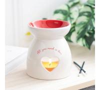 Cermaic Love Heart Oil Burner - Essential Oil Assorted Wax Aroma Diffuser Tealight Candle Holder, Home Decor Aroma Gift Lamp, for Women Men