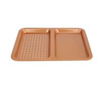 Copper Twin Section Non-Stick Baking Tray Cookware Kitchen Food