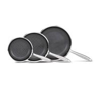 Cermalon Triply Frying Pan Set, 3-Piece, Diamond Hex Non-Stick Coating, Induction Compatible, Stainless Steel