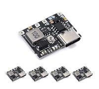 Cermant 5 Pack TP4056 Type-C 18650 Battery Charger Boost Module, 3.7V Li-ion Charging Board with 4.2V-28V Adjustable Step-Up Output, Max 1A Charging Current, for DIY Power Bank Arduino Projects