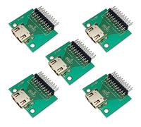 Cermant 5pcs HDMI Female 19 Pin Plug Soldering Wire Type Test PCB Board Adapter PCB Test Socket Test Board with Pitch 2.54mm pin Right Angle Bending Needle