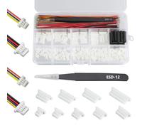 Cermant JST SH1.0mm Connector and Pre-Crimped Cables Kit, 140 Connectors, 10 Colors, 150 Wires 28AWG 150mm,Tweezers