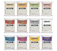 CERNIT CE0870012K01C - A Pack of 12 Cernit Metallic Polymer Clay Colours - 12 Packs of 56 g - Classic Shades
