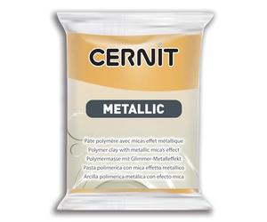 CERNIT CE0870056050C - One Pack of Metallic Effect Polymer Clay Block - Modelling and Baking Polymer Clay - Gold Colour - 56 g Block - Manufactured in Belgium