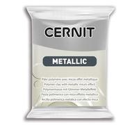 CERNIT CE0870056080C - A Pack of Metallic Effect Polymer Clay Block - Modelling and Baking Clay - Silver Colour - 56 g Block - Manufactured in Belgium
