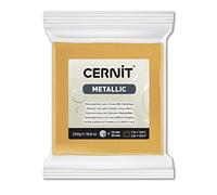CERNIT CE0870250050C - A Pack of Metallic Effect Polymer Clay Block - Modelling and Baking Clay - Gold Coloured - 250 g Block - Manufactured in Belgium