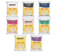 CERNIT - One Pack of 8 Polymer Clay Breads, Sparkling Effect - Pearl Modelling Clay - 8 Different Colours - 56g Blocks - CE0860008K01C