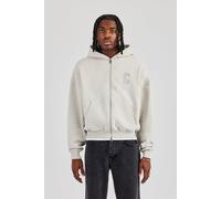 Cernucci Men's Embroidered C Boxy Zip Through Hoodie - Ash Grey | Size: Large Cernucci Grey L
