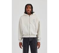 Cernucci Men's Embroidered C Boxy Zip Through Hoodie - Ash Grey | Size: Small Cernucci Grey S