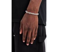 Cernucci Men's Iced Blue Baguette Motif Infinity Bracelet - 10mm in Metallic Silver | Size: 8 inches Cernucci Metallic Silver 8 inches