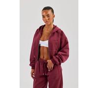 Cernucci Women's Cropped Zip Through Hoodie - Burgundy | Size: Medium Cernucci Burgundy M