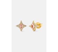 Cernucci Women's Iced Oval Pink Cz Star Earrings - 10mm in Metallic Gold Cernucci Metallic Gold One Size