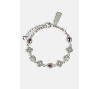 Cernucci Women's Iced Pink Multi Gemstone Cuban Bracelet - 3mm in Metallic Silver | Size: 7 inches Cernucci Metallic Silver 7 inches