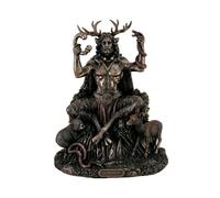 Cernunnos Celtic God Resin Statue - Stag-Horned Forest Deity, Bronze-Tinted Sitting Figure for Home and Garden Decor