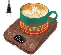 CEROBEAR Coffee Mug Warmer, Auto On/Off, 9 Temp Settings, 1-9 Hour Timer, Fits Most Mugs, Gravity Sensing, Wood Grain Metal