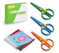 CeroDimo Set of 3 Child Safety Scissors, Plastic Training Scissors for Kids Ages 3+, Preschool Crafts and Decorative Edge for DIY and Scrapbooking (with