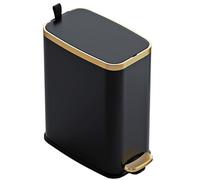 CEROELDA Small Bathroom Trash Can with Lid Soft Close-5L/1.3 Gal Slim Garbage Can-Metal Step Wastebasket-Rectangle Narrow Waste Bin for Office, Bedroom, Toilet, Live Room-Black