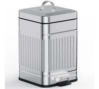 CEROELDA Small Trash Can with Lid-5L/1.3 Gal,Outdoor Dog Poop Garbage Can-Farmhouse Retro Metal Waste Bin w/Step Pedal for Bathroom Bedroom Office-Soft Close-Galvanized Steel…