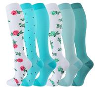 cerpite Compression Socks for Women & Men 6 Pairs Knee High Compression Socks 20-30 mmhg Best for Running,Nurse,Travel, Assorted - 22, L-XL