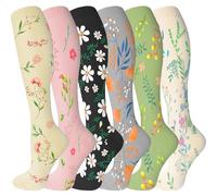 cerpite Compression Socks for Women & Men 6 Pairs Knee High Compression Socks 20-30 mmhg Best for Running,Nurse,Travel