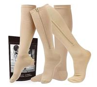 cerpite Zipper Compression Socks, 2 Pairs 15-20 mmHg Closed Toe Compression Stockings for Men Women