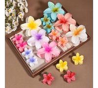 Cerrito 3 Pcs Flower Hair Claw Clips Set, Gradient Lily Design, Strong Hold Hair, Stylish Accessories for Women, Girls, Cute Hair Grips, Perfect for Daily Use, Travel, Party, Gifting, Multicolor