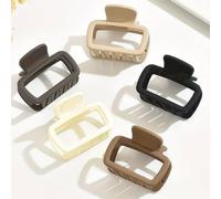 Cerrito Hair Claw Clips for Women Girls - 4 Medium Strong Hold Rectangle Clutures for Thick & Thin Hair, Matte Nonslip, Neutral Clamps, Everyday Styling, Ponytail Holder, Multicolor