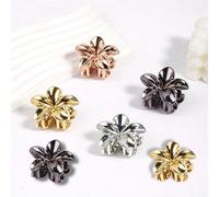 Cerrito Ladies Metallic Flower Hair Claw Clamp Small Strong Grip with Durable Feather Metal Like Gold Silver Rose Gold Finish Stylish Hair Accessory for Thick, Long and