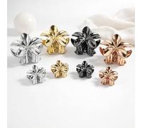 Cerrito Metallic 9 Pcs Flower Hair Claw Clip for Women - Large Strong Grip Cluture with Durable Spring, Metal-Like Gold Silver Rose Gold Finish, Stylish Mini Hair Accessory for Thick, Long & Curly
