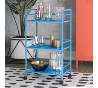 cerritos metal drinks serving trolley with 3 shelves in blue