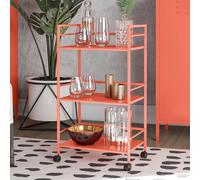 cerritos metal drinks serving trolley with 3 shelves in orange