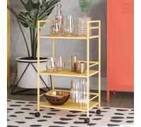 cerritos metal drinks serving trolley with 3 shelves in yellow