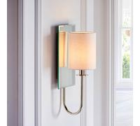 cerritos mirrored white shade wall light in bright nickel