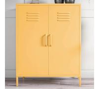 cerritos narrow metal storage cabinet with 2 doors in yellow